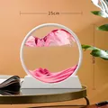Elegantes 3D-Fließsandbild aus Glas in Rosa mit weißem Rundrahmen, 25x26cm Schreibtisch-Deko - 7 Zoll / Weißer Rahmen Rosa