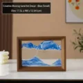 Cuadro de arena movediza 3D azul con marco de madera decorativo, 17,5x12,5 cm. - 7 Pulgadas Azul