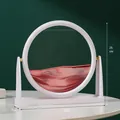 Decoración de arte de arena movediza 3D con arena rosa y marco circular blanco - Estilo de Marco Blanco con Soporte / 8 Pulgadas / Rojo
