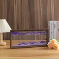 Pintura artística de arena movediza púrpura con marco de madera rectangular para decorar oficina - 12 Pulgadas (37x17x4cm) / Púrpura