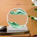 3D fließender Sand Kunst Glas Ornament in Grün und Weiß, Maße 25x26cm - 7 Zoll / Weißer Rahmen Grün