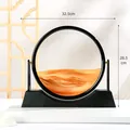 3D Treibsand-Kunst-Ornament mit rundem schwarzem Rahmen, 32,5 cm breit und 28,5 cm hoch - Schwarzer Rahmen (YY-DYZJ) / 12 Zoll / Gelb