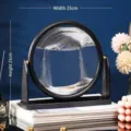 Cuadro de arena movediza 3D en marco circular de 25cm para decoración de escritorio - Marco Negro Soporte / 8 Pulgadas / Negro