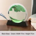 3D moving sand art lamp with green landscape and black wooden base 17cm - Solid Wood Base / 7 Inch (17x17cm) / Black Frame Green Sand