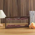 Elegante marco de pintura de arena movediza 3D con decoración de escritorio de montaña - Marrón