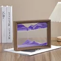 Cuadro de arena movediza con arena púrpura en marco de madera para decorar el escritorio - 10" / Púrpura