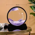 Lila 3D-Fließsandbild-Deko in schwarzem Rundrahmen, 25x26 cm Abmessungen für Schreibtisch - 12 Zoll / Schwarzer Rahmen Lila Glas