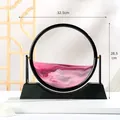3D dynamisches Treibsandbild Ornament mit schwarzem Rundrahmen und rosa Quicksand Dekor - Schwarzer Rahmen (YY-DYZJ) / 12 Zoll / Rosa