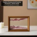 Kreative 3D-Fließsandbild-Glasdekoration im braunen Holzrahmen für elegante Schreibtischdeko - 7 Zoll Kaffee