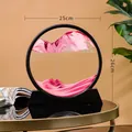 Rosa 3D fliessendes Sandbild Berglandschaft runde fluessige Bewegung Glasdeko Ornament - 12 Zoll / Schwarzer Rahmen Rosa