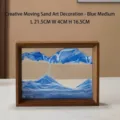 3D fließendes Sandbild im blauen mittelgroßen Holzrahmen für die Tischdekoration - 10 Zoll Blau