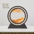 Pequeña lámpara de mesa creativa de arena movediza negra con tres modos de luz LED - Batería Seca/Enchufe / 10" / Marco Negro Arena Amarilla