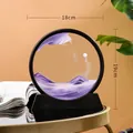 3D-Fließsandbild aus Glas in Lila mit rundem schwarzem Rahmen, Abmessung 18x19 cm - 7 Zoll / Schwarzer Rahmen Lila Glas