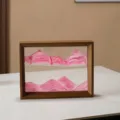 3D bewegendes Sandbild Glasornament mit Holzrahmen Pink Medium Größe 21,5x16,5cm - 10 Zoll Rosa