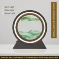 Lámpara de mesa 3D Sand Art pequeña negra con modos de luz cálida blanca neutra 21,5cm - Batería Seca/Enchufe / 10" / Marco Negro Arena Verde