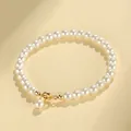 Classic elegant white pearl bracelet with polished gold clasp for women, sku view - 17cm / 5mm