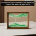 Grünes 3D-Fließsandbild-Dekorationsornament in einem rechteckigen Holz-Fotorahmen - 10 Zoll Grün