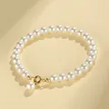 Elegant white pearl bracelet with gold clasp and small pearl charm for women - 17cm / 6mm