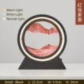 Lámpara de mesa circular de arena movediza negra con 3 modos de luz para decorar - Batería Seca/Enchufe / 10" / Marco Negro Arena Roja