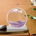 Kreatives rundes 3D Treibsandbild aus Glas mit lila fließendem Sand, weißer Basis - 7 Zoll / Weißer Rahmen Lila