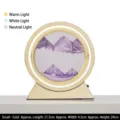 Lámpara de arena movediza dorada con paisaje púrpura y 3 modos de luz ajustables - Batería Seca/Enchufe / 10" / Marco Dorado Arena Violeta