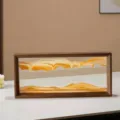 Großes goldenes 3D-Treibsandbild im Holzrahmen für Wohnzimmerdeko - 12 Zoll Gelb