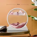 3D Fließende Sandmalerei Rundes Glas Sandlandschaft mit Weißem Rahmen Dekoration für Zuhause - 7 Zoll / Weißer Rahmen Kaffee