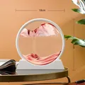 Weißes kreisförmiges 3D-Treibsandkunst-Glasornament mit roter Sandlandschaftsdekoration - 7 Zoll / Weißer Rahmen Rot