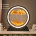 Lámpara de mesa creativa de arena movediza negra, 3 modos de luz, 26,5 x 29 cm. - Batería Seca/Enchufe / 12 Pulgadas / Marco Negro Arena Amarilla