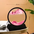 Rosa 3D-Fließsandbild Glasornament für die Heim- und Büro-Tischdekoration - 7 Zoll / Schwarzer Rahmen Rosa