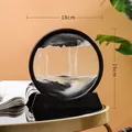 Kreisförmiges 3D-Treibsandbild als Schreibtisch-Ornament im schwarzen Rahmen, Maße 18x19cm - 7 Zoll / Schwarzer Rahmen Schwarz
