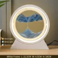 Lámpara de mesa redonda creativa de arena movediza blanca con tres modos de luz LED - Batería Seca/Enchufe / 10" / Marco Blanco Arena Azul
