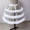 White three-hoop Lolita birdcage petticoat with ruffles for cosplay and maid costumes - 50cm / White