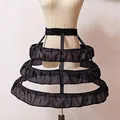 Professional black 3-hoop Lolita birdcage petticoat with elegant ruffles for cosplay - 50cm / Black