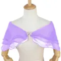 Elegant bridal wedding shawl shrug in light purple three-layer gauze with bow buckle - Light Purple