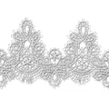 Detailed view of white water-soluble lace trim with intricate hollowed embroidery - Gray
