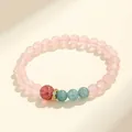 Elegante bracciale di perline in quarzo rosa e cristallo fragola con agata blu - Rose Quartz Agate Strawberry Quartz Mixed Bracelet