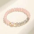 Elegante bracciale di perle in quarzo rosa con perla d'acqua dolce e labradorite - Bracciale di perline a doppio giro