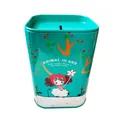 Hucha cuadrada de hojalata con ilustración de dibujos animados para niños - Cartoon Girl and Sheep / Verde