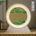 Lámpara de mesa LED circular de arena movediza con marco blanco y paisaje verde - Batería Seca/Enchufe / 10" / Marco Blanco Arena Verde