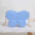 Süße hellblaue Schmetterling Silikon Umhängetasche für Mädchen mit goldener Kette - Blau