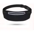 Waterproof black sports waist pack for running, fits mobile phones under 7.5 inches - Black
