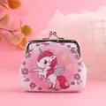 Close-up of a pink unicorn cartoon coin purse with a vintage metal kiss-lock clasp - 3 Inch / Pink Flower