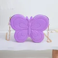 Simpatica borsa a tracolla a farfalla viola per bambine con catena dorata in metallo - Viola