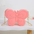 Adorabile borsa in silicone rosa a forma di farfalla per bambine con catena dorata - Rosa