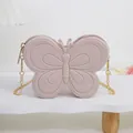 Borsa a tracolla in gelatina rosa a forma di farfalla per bambine con catena oro - Grigio