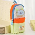 Süßes Federmäppchen in Rucksackform mit Klett-Patches und buntem Farbblock-Design - Hängend Grün (Mehrfarbig)