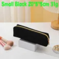 Kleines schwarzes Cord-Mäppchen mit goldenem Reißverschluss, 20x5x5cm für Make-up und Stifte - S / 20x5x5cm / Schwarz