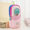 Niedliches Federmäppchen im Rucksack-Stil mit flauschigem Aufnäher und rosa Rand - Hängend Rosa (Mehrfarbig)