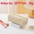 Mittelgroße cremeweiße Cord-Tasche für Make-up oder Schreibwaren, 20x7x7cm - M / 20x7x7cm / Gebrochenes Weiß